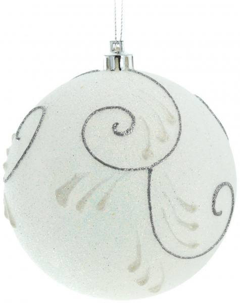 Шар новогодний Метель 60 мм белый 5578