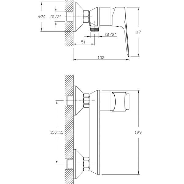 Змішувач для душу Imprese Loreta 15350