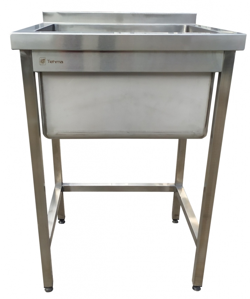 Мойка производственная 1-секционная бесшовная с бортом Tehma 600x600х850 мм нержавеющая сталь