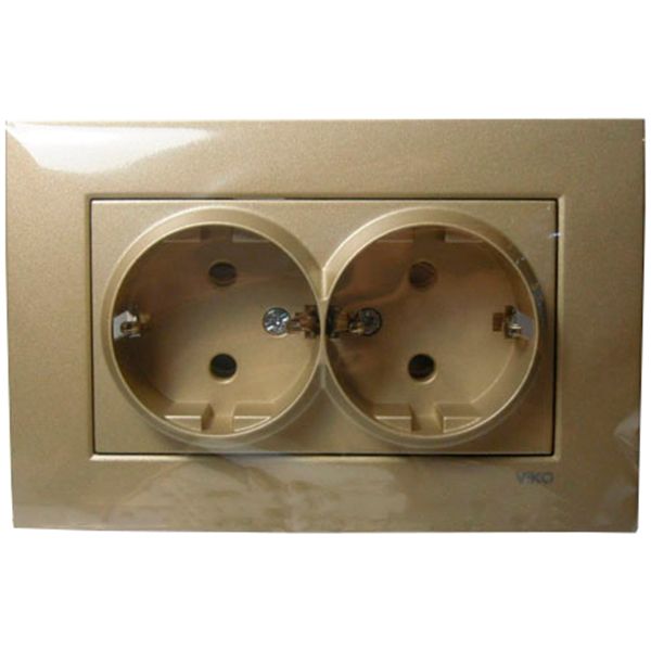Розетка Viko Novella подвійна з заземленням бронзова