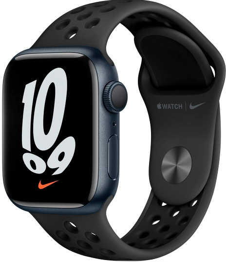 Смарт-годинник Apple Watch Nike Series 7 GPS 41mm midnight AluminiumCasewithAnthracite/BlackNikeSportBand (MKN43UL/A)