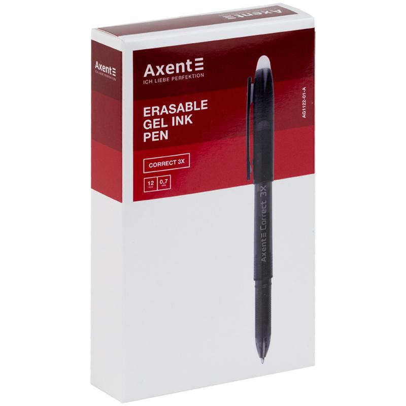 Ручка гелевая Axent пиши-стирай Correct 3Х черная AG1122-01-A
