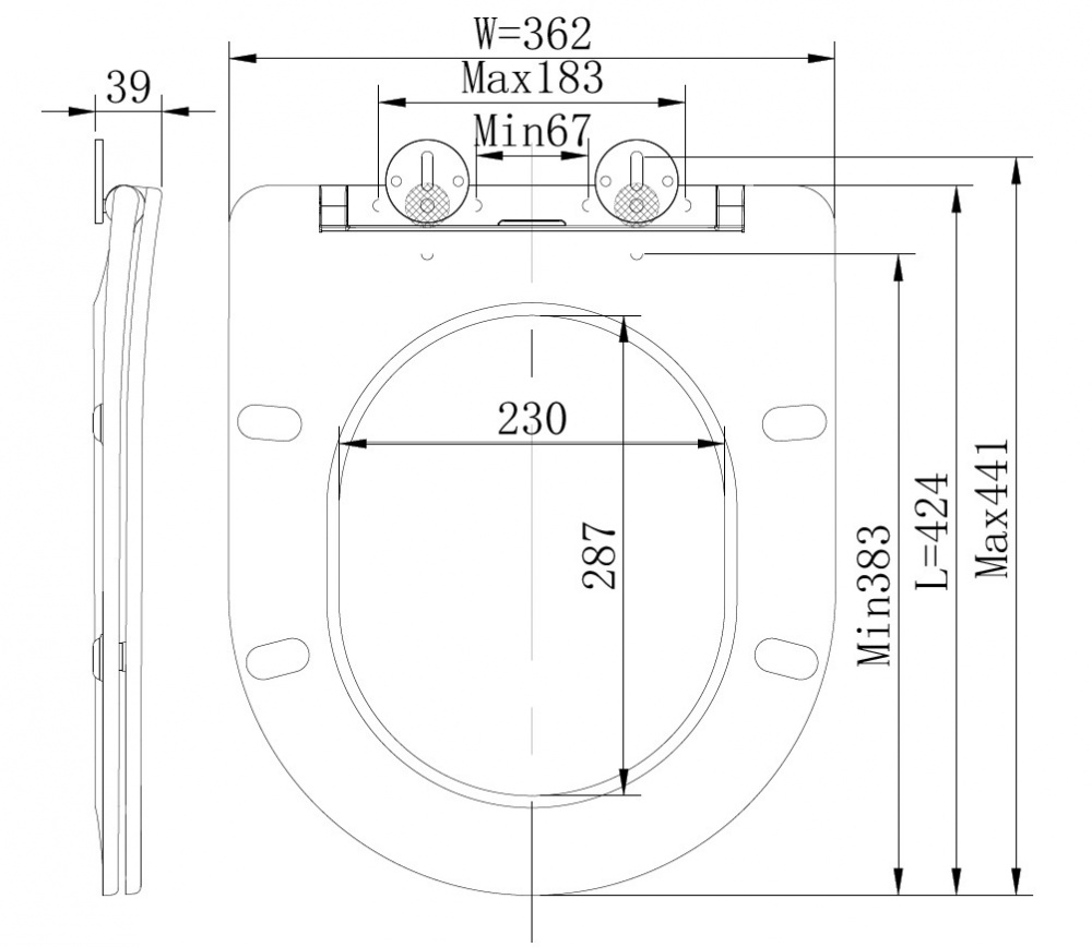 Сидіння для унітаза EGO SOFT CLOSE Quick release 42х36 см