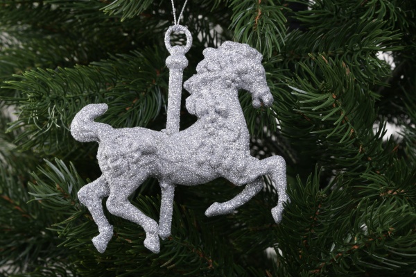 Ялинкова іграшка Коник срібний 13x12x3 см SD22-213 