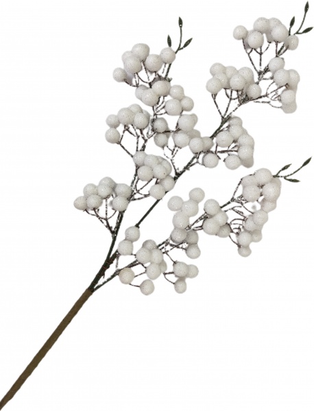 Гілочка декоративна з білими ягодами пінопласт 60 см RS1Z2666-1 