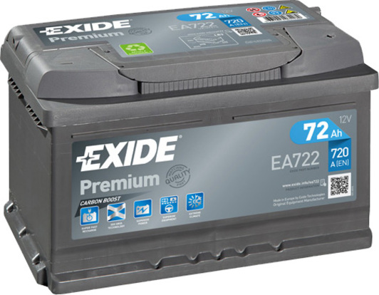 Аккумулятор автомобильный EXIDE Premium EA722 72Ah 720A 12V «+» справа (EA722)