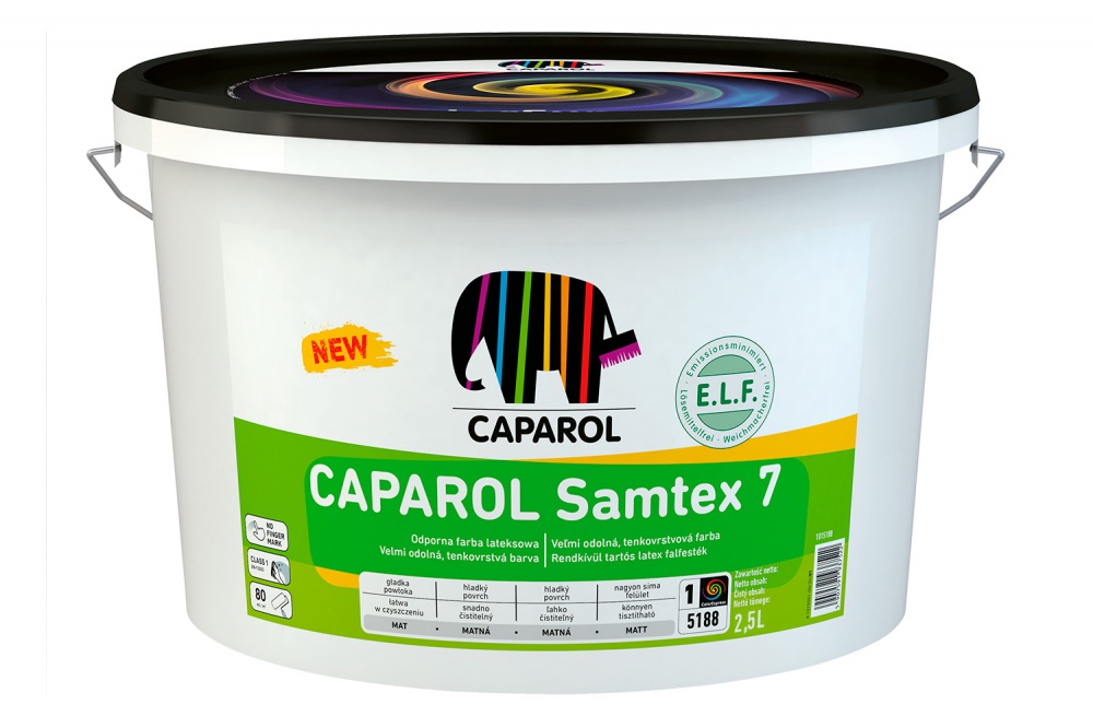 Фарба інтер'єрна латексна Caparol Samtex 7 База 1 E.L.F. шовковистий мат 2,5л 3,68кг