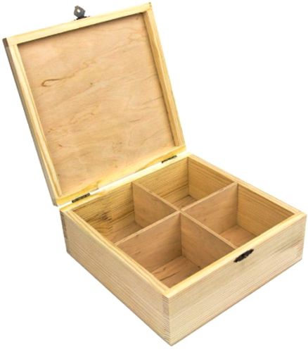 Скринька дерев'яна з замком 4 секції 20х20х8 см