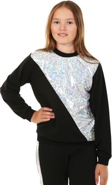 Свитшот Danaya для девочек р.146 черный с серебристым ШЯ19-56 