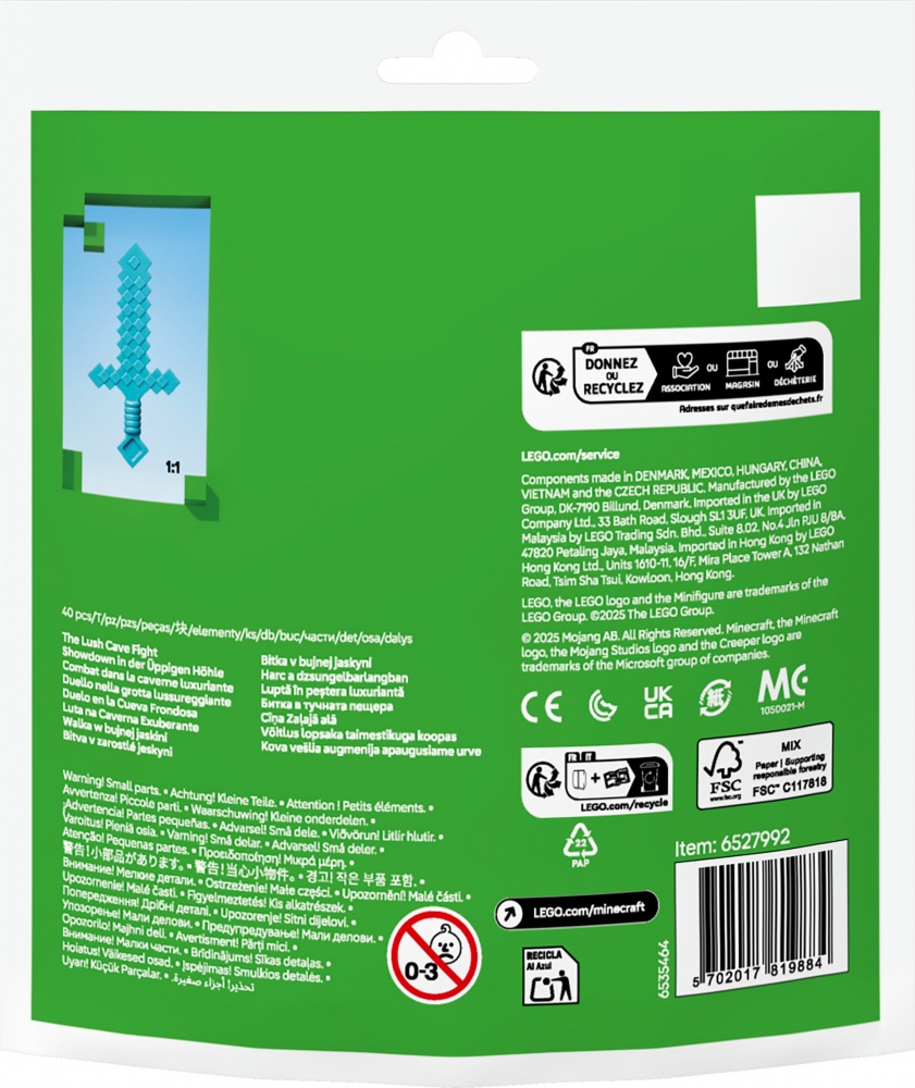 Конструктор LEGO Minecraft Бой в пещере с зарослями 30705