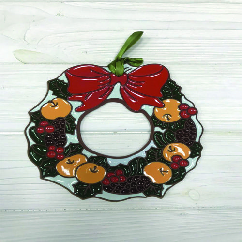 Декоративна новорічна фігура Віночок з бантом 19 см 