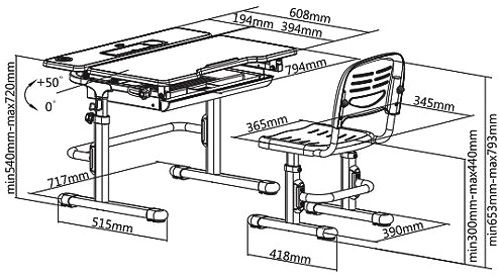 Комплект парта і стілець-трансформер FunDesk Lavoro Blue