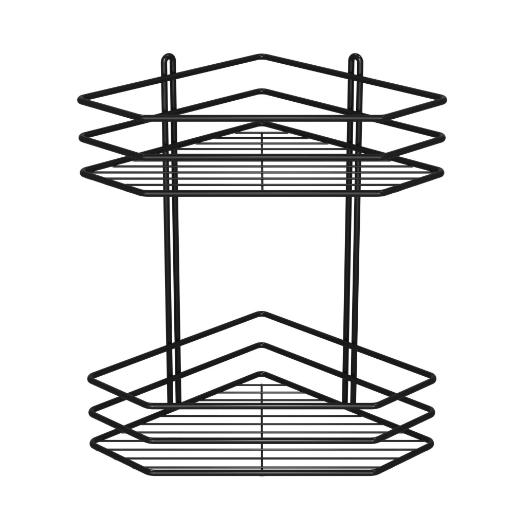 Полка для ванной Метал-Стиль угловая 25 см 2-ярусная черная ПВ-25233