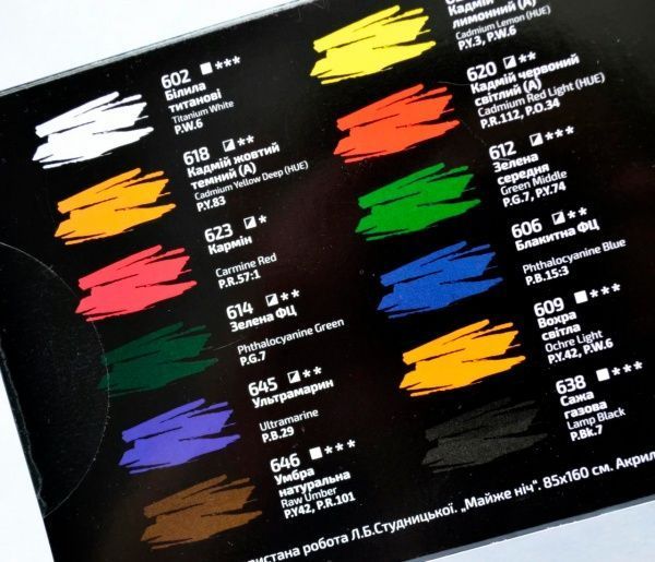 Набір фарб акрилових 12 кольорів 20 мл ROSA Gallery