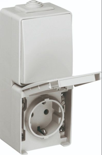 Розетка + выключатель одноклавишный без подсветки 16 А 250В серый 48861 CCZ