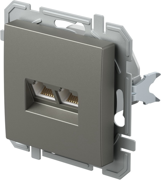 Розетка компьютерная двойная TEM Logiq PC RJ45 Cat 5e титан KQ39TIXO-U