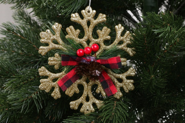 Елочная игрушка Снежинка с декором 15 см E2127G 1 шт. 