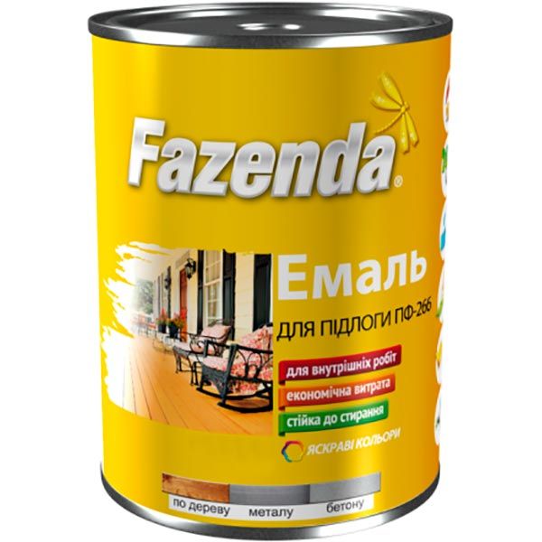 Емаль Fazenda алкідна для підлоги ПФ-266 Червоно-коричневий глянець 0,9кг