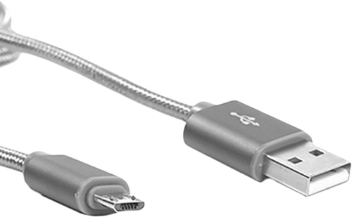 Кабель PowerPlant USB – microUSB 2 м сірий USB 2.0 AM – Micro 2м 