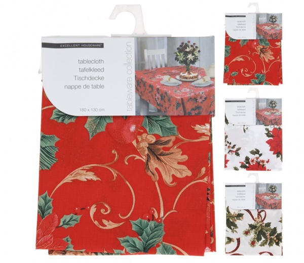 Скатерть KM Новогодняя 100% полиэстер 180x130 см в ассортименте 