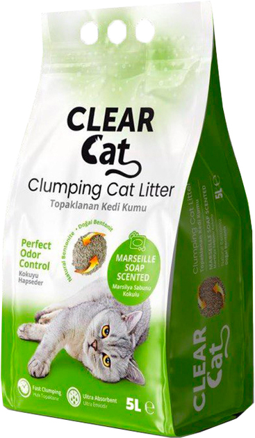 Наповнювач бентонітовий CLEAR CAT із запахом мила 5 кг