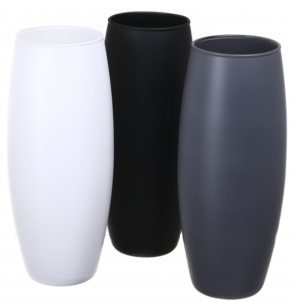 Ваза стеклянная Soft бочка 25 см белая 