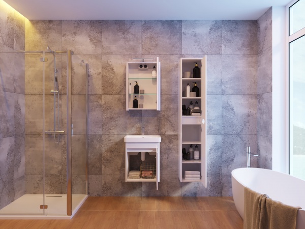 Тумба підвісна Botticelli Livorno - 50 структурний сірий з умивальником Luxury-50