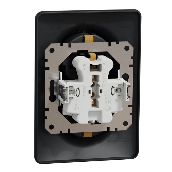 Розетка силовая двойная с заземлением Schneider Electric Sedna Design со шторками без крышки черный SDD314221