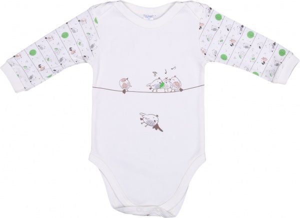 Боди детское унисекс Baby Veres Funy sparrows цельный р.68 молочный 