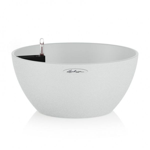 Кашпо пластикове Lechuza Cubeto Stone 40 (13847) квадратний 11,5 л кварцовий білий 