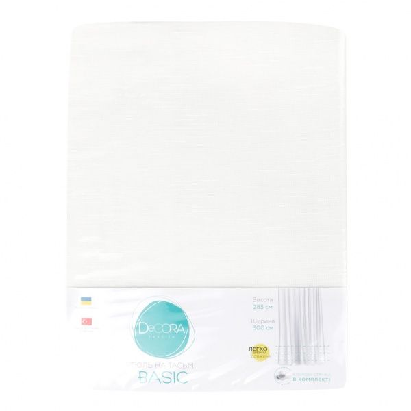 Тюль Basic 300x285 см белая полоска Decora textile