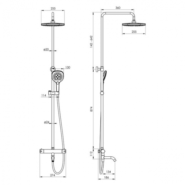 Душова система Imprese Centrum T-10260SQ з термостатом