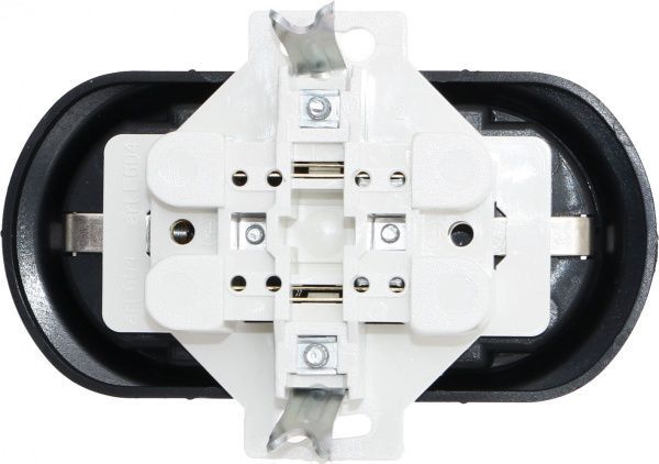 Розетка двойная с заземлением Aling-Conel Eon без шторок черный E604.E1