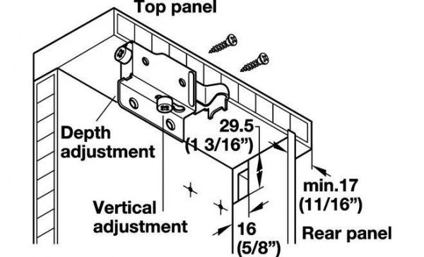 Підвіс для шаф правий 130 кг 1 шт. Hafele