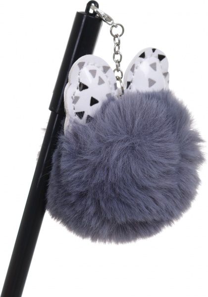 Ручка гелевая Бант с серым помпоном 