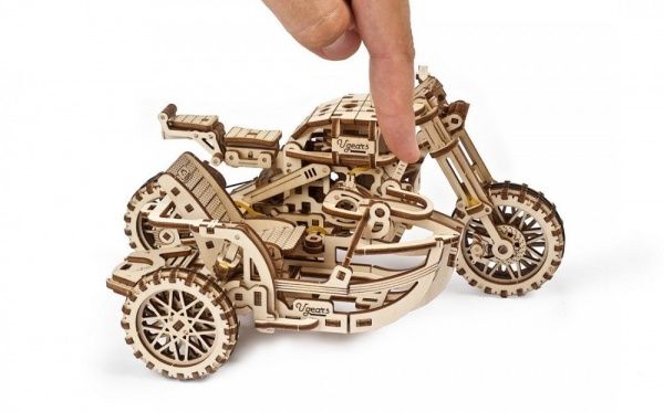 Деревянный 3D-конструктор UGEARS Мотоцикл Scrambler UGR-10 с коляской