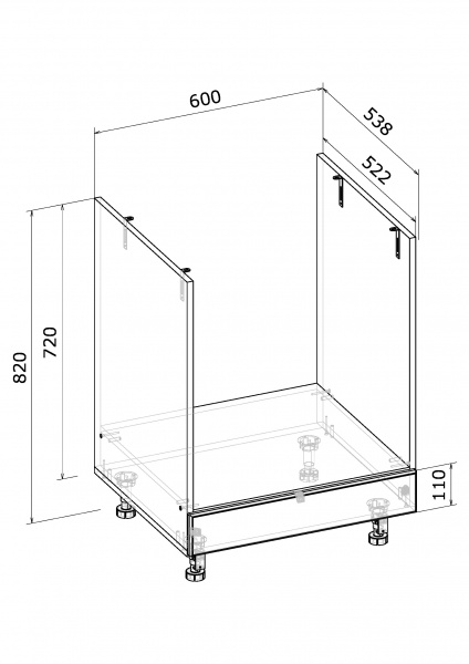 Тумба нижня під духовку МС Глорія НД 60х82х53,8 см білий/дуб артізан Грейд