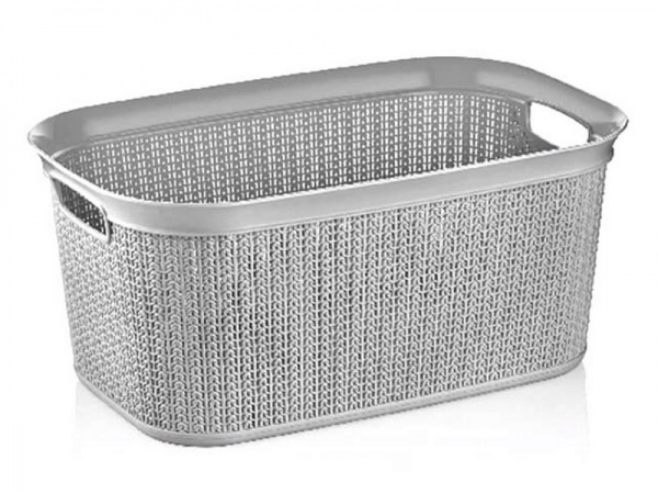 Корзина Ucsan Plastik KNIT прямоугольная 38 л серый металлик 