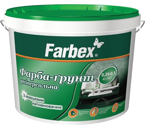 Фарба-ґрунт акрилова Farbex універсальна мат білий 7кг 