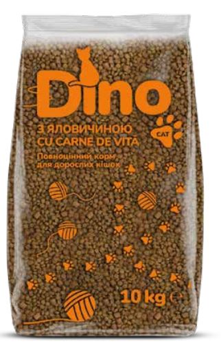 Корм сухой для взрослых котов Dino с говядиной 10 кг