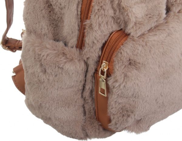 Рюкзак пушистый Soft Touch ушки на магнитах, кофейный