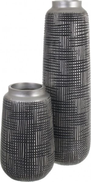 Ваза полирезиновая серая Дарк 18.5х18.5х31 см