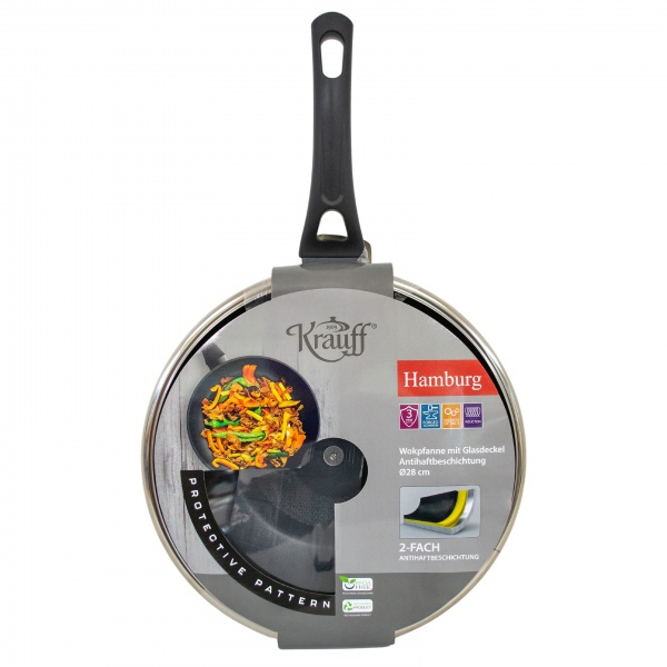 Сковорода WOK с крышкой Hamburg 28 см 25-45-093 Krauff