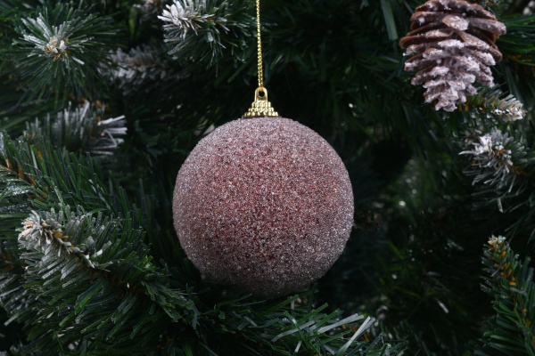 Елочная игрушка в форме шара с блестками и бусинками 8 см CAA130500 