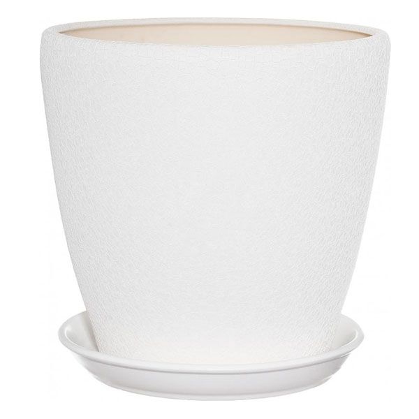 Горшок керамический Ориана-Запорожкерамика Грация №1 шелк белый круглый 10л белый 