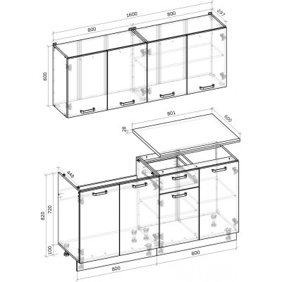 Кухня Диана Грейд ЛДСП 1,6 м 