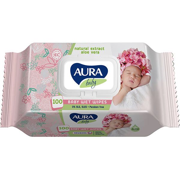 Салфетки влажные Aura Baby для детей 100 шт