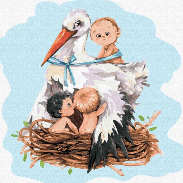 Картина по номерам Аист приносит счастье 30х30 см Идейка 