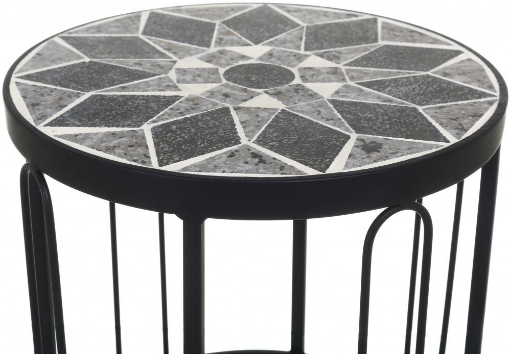 Подставка для цветов круглая с мозаикой JF232310-2 25х25x30 см черный/черный