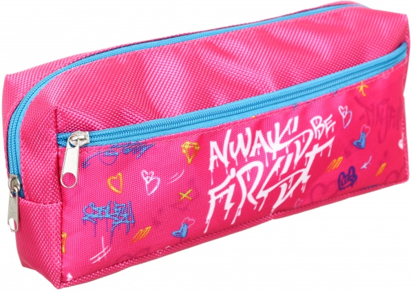 Пенал на молнии Graffiti Всегда первый Lider розовый с рисунком